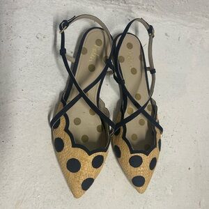 Boden blue polka dot strappy flats